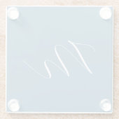 Monogramm Solid Blue Pastel Minimalistisch Berufli Glasuntersetzer (Rückseite)