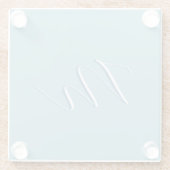 Monogramm Solid Blue Pastel Minimalistisch Berufli Glasuntersetzer (Rückseite)