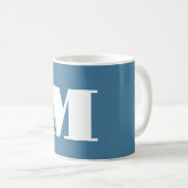 Monogramm Solid Blue Pastel Minimalistisch Berufli Kaffeetasse (VorderseiteRechts)