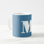Monogramm Solid Blue Pastel Minimalistisch Berufli Kaffeetasse (Vorderseite Links)