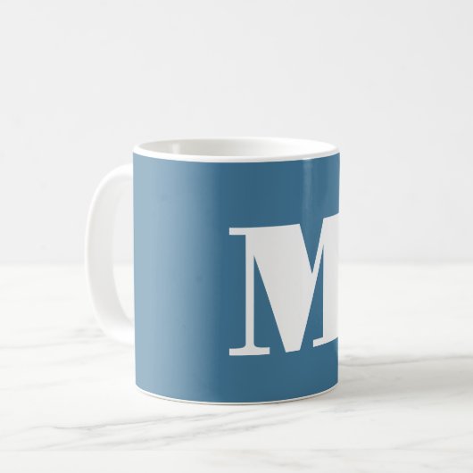 Monogramm Solid Blue Pastel Minimalistisch Berufli Kaffeetasse (Vorderseite Links)