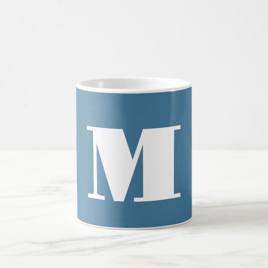 Monogramm Solid Blue Pastel Minimalistisch Berufli Kaffeetasse (Mittel)