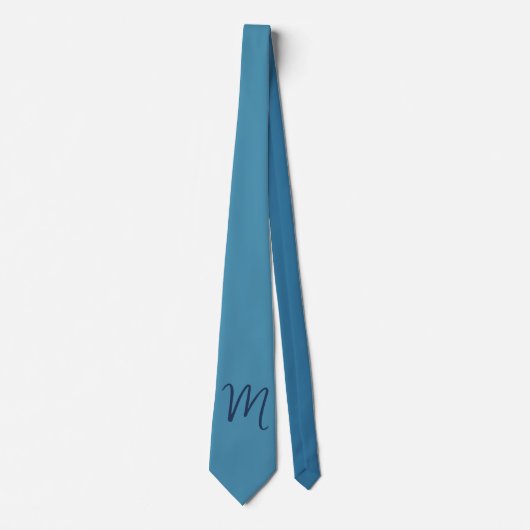 Monogramm Solid Blue Pastel Minimalistisch Berufli Krawatte (Vorderseite)