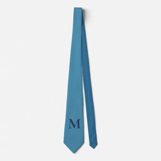 Monogramm Solid Blue Pastel Minimalistisch Berufli Krawatte (Vorderseite)