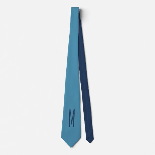 Monogramm Solid Blue Pastel Minimalistisch Berufli Krawatte (Vorderseite)