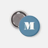 Monogramm Solid Blue Pastel Minimalistisch Berufli Magnet (Vorderseite/Rückseite)