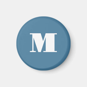 Monogramm Solid Blue Pastel Minimalistisch Berufli Magnet