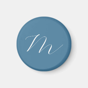 Monogramm Solid Blue Pastel Minimalistisch Berufli Magnet