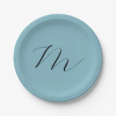 Monogramm Solid Blue Pastel Minimalistisch Berufli Pappteller (Vorderseite)