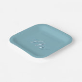 Monogramm Solid Blue Pastel Minimalistisch Berufli Pappteller (Gewinkelt)