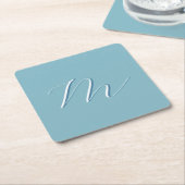 Monogramm Solid Blue Pastel Minimalistisch Berufli Rechteckiger Pappuntersetzer (angewinkelt)