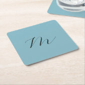 Monogramm Solid Blue Pastel Minimalistisch Berufli Rechteckiger Pappuntersetzer (angewinkelt)