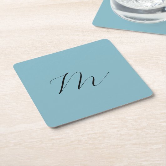 Monogramm Solid Blue Pastel Minimalistisch Berufli Rechteckiger Pappuntersetzer (angewinkelt)