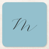 Monogramm Solid Blue Pastel Minimalistisch Berufli Rechteckiger Pappuntersetzer (Vorderseite)