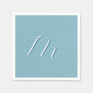 Monogramm Solid Blue Pastel Minimalistisch Berufli Serviette