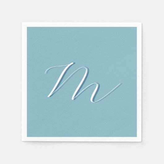 Monogramm Solid Blue Pastel Minimalistisch Berufli Serviette (Vorderseite)