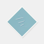 Monogramm Solid Blue Pastel Minimalistisch Berufli Serviette (Ecke)