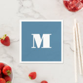 Monogramm Solid Blue Pastel Minimalistisch Berufli Serviette (Beispiel)