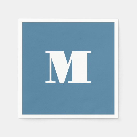Monogramm Solid Blue Pastel Minimalistisch Berufli Serviette (Vorderseite)