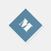 Monogramm Solid Blue Pastel Minimalistisch Berufli Serviette (Ecke)