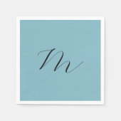 Monogramm Solid Blue Pastel Minimalistisch Berufli Serviette (Vorderseite)