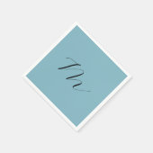 Monogramm Solid Blue Pastel Minimalistisch Berufli Serviette (Ecke)