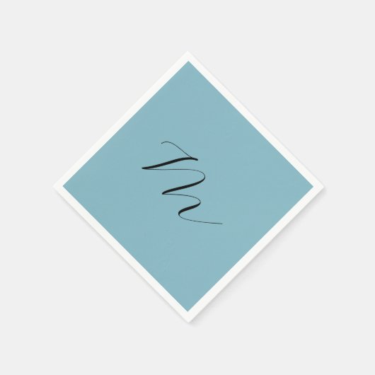 Monogramm Solid Blue Pastel Minimalistisch Berufli Serviette (Ecke)