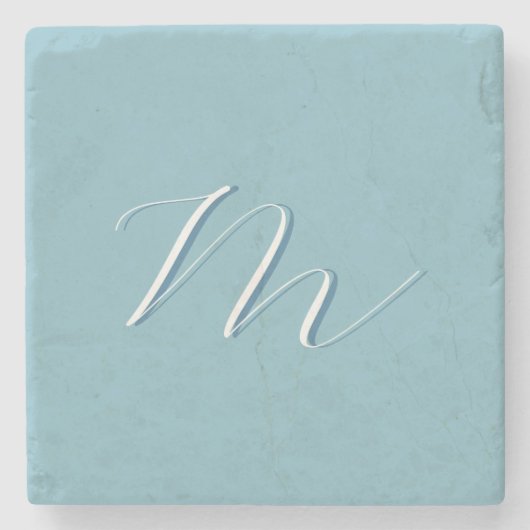 Monogramm Solid Blue Pastel Minimalistisch Berufli Steinuntersetzer (Vorderseite)