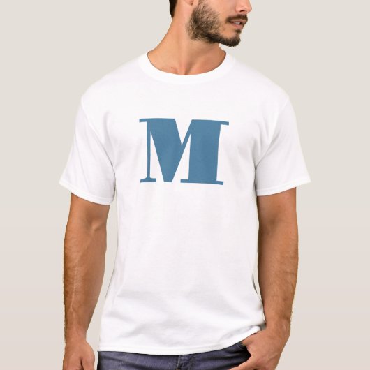 Monogramm Solid Blue Pastel Minimalistisch Berufli T-Shirt (Vorderseite)
