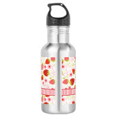 Monogramm Sommer Erdbeere Frucht Muster Edelstahlflasche (Rückseite)