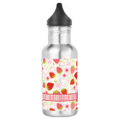 Monogramm Sommer Erdbeere Frucht Muster Edelstahlflasche (Links)