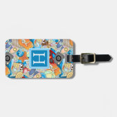 Monogramm-Sommer-Spaß-Muster Gepäckanhänger (Vorderseite horizontal)