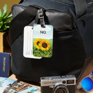 Monogramm Sonnenblume Gelbe Blume Reise Gepäckanhänger