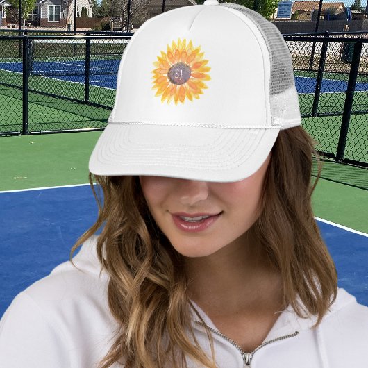 Monogramm Sonnenblume Truckerkappe