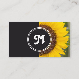 Monogramm Sonnenblumen Blumenplaner Hochzeit grau Visitenkarte