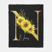 Monogramm Sonnenblumen Buchstabe N Blumenbrief N G Fleecedecke (Vorderseite)