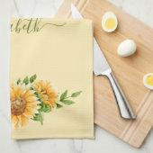 Monogramm Sonnenblumen Gelbgrüne Blume Geschirrtuch (Viertel Falte)