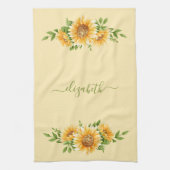 Monogramm Sonnenblumen Gelbgrüne Blume Geschirrtuch (Vertikal)