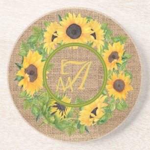 Monogramm Sonnenblumen Muster Dekorativ Getränkeuntersetzer