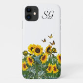 Monogramm Sonnenblumen und Schmetterlinge Blüten Case-Mate iPhone Hülle (Rückseite)