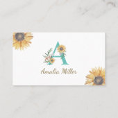 Monogramm Sonnenblumengeschenk-Visitenkarte aquama Visitenkarte (Rückseite)