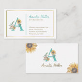 Monogramm Sonnenblumengeschenk-Visitenkarte aquama Visitenkarte (Vorne/Hinten)