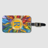 Monogramm Sonnengestanztes Glas Gepäckanhänger (Vorderseite (Horizontal))