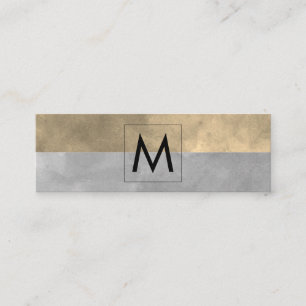Monogramm Sophisticated Sepia Grau Farbblöcke Mini Visitenkarte