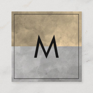 Monogramm Sophisticated Sepia Grau Farbblöcke Quadratische Visitenkarte