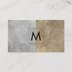 Monogramm Sophisticated Sepia Grau Farbblöcke Visitenkarte