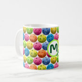 Monogramm-Spaß buntes Pickleball Kaffeetasse (Vorderseite Links)