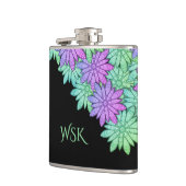 Monogramm Spaß Lila und grüne Blume Flachmann (Links)