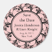 Monogramm Speichern des Datumsmagneten rosa Magnet (Vorne)