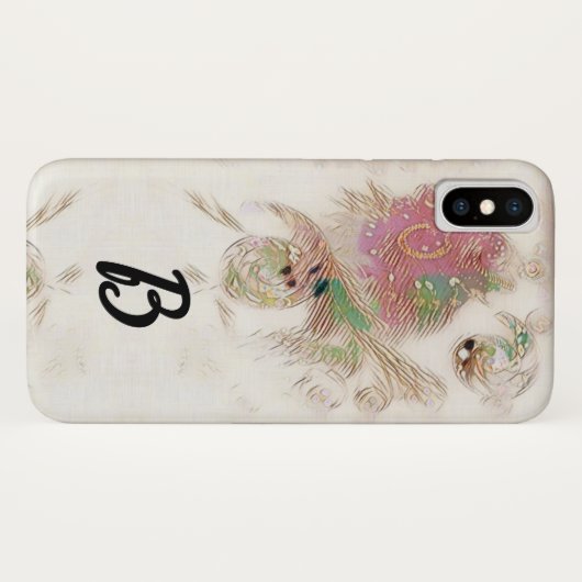 Monogramm Spiralrosa Case-Mate iPhone Hülle (Rückseite (Horizontal))